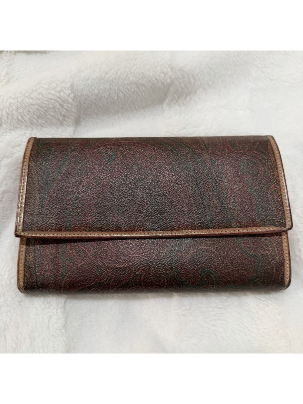 Etro Milano Paisley Leather Checkbook Wallet Clutch Made In Italy Boho Luxury